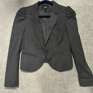 Steel gray single button blazer